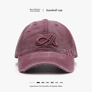 Vintage Distressed Baseball Cap Washed Cotton 3D Letter A Embroidery Retro Streetwear Adjustable Outdoor Sun Hat