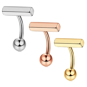 Minimalist Stainless Steel Belly Ring Geometric Curved Barbell Navel Piercing Jewelry For Women Gold Silver Rose Gold