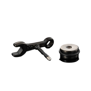 Industrial style black stainless steel wrench stud earring with screw-on flat back