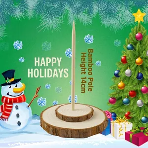 Universal wooden DIY Christmas tree stand with 14cm bamboo pole and round base