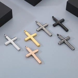 Classic Cross Pendant Necklace Stainless Steel Polished Mirror Finish Religious Jewelry With Rope Chain For Men Women