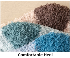 Detailed close-up of thick coral fleece fabric with a soft and comfortable heel part