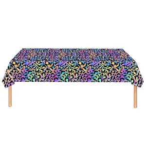Regenbogen Leopard-Print Einweg-PE-Tischdecke für Geburtstagsparty Dekoration