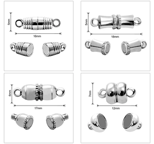 Silver magnetic jewelry clasps for DIY crafts with detailed length and diameter dimensions