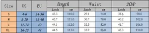 Detailed size chart for vintage brown women's jeans with measurements in cm and inches
