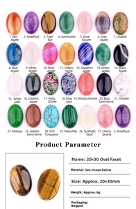 Detailed catalog of 20x30mm oval cabochons in 27 natural stones for jewelry making