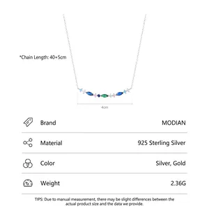 925 sterling silver necklace for women featuring colorful marquise-shaped zircons