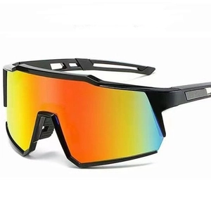 Outdoor cycling sunglasses for men and women with black frame and colorful mirror lenses