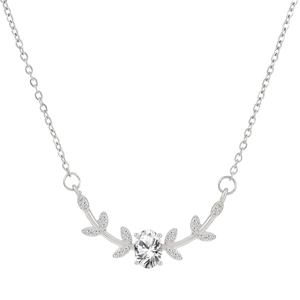 Detailed view of silver elk pendant with pearl and crystal accents on a sleek chain