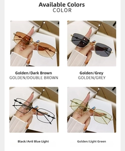 Detail shot of vintage square metal frame sunglasses in multiple color options