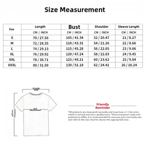 Detailed size chart for men's casual short sleeve set with measurements in cm and inches