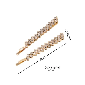 Sparkling rhinestone gold bobby pin for weddings measuring 6cm in length and 0.8cm wide
