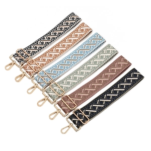Adjustable jacquard bag straps in six ethnic patterns with gold metal hooks