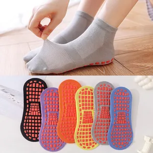 Anti Slip Socks Combed Cotton Breathable Mesh Silicone Grippers For Yoga Trampoline Indoor Floor Kids And Adults