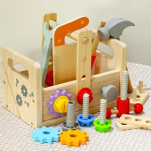 Coffret de bricolage éducatif en bois pour enfants avec marteau clés et boulons