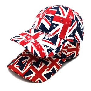 Vintage Union Jack print cotton baseball cap with distressed street style finish