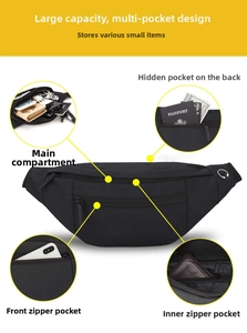 Detailansicht der wasserdichten Sport-Bauchtasche mit mehreren Taschen und Kopfhörerloch