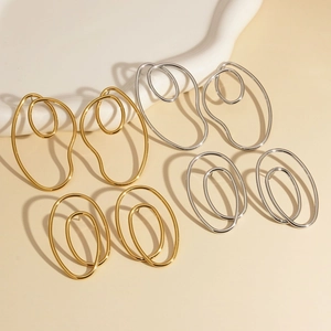 Orecchini a spirale minimalisti in acciaio inossidabile, set finitura oro e argento