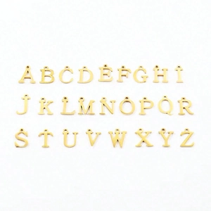 Set of 26 gold stainless steel A-Z initial bow charms for personalized necklaces