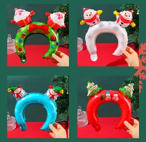 Christmas foil headbands featuring Santa and snowman designs for holiday celebrations