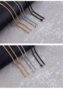 Detailed comparison of 3mm stainless steel round bead chains in gold, silver, and black