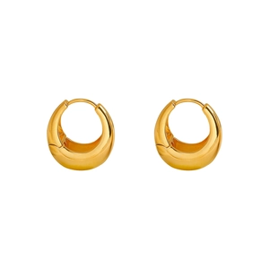 Elegant gold chunky hoop earrings with polished finish and minimalist round arc design