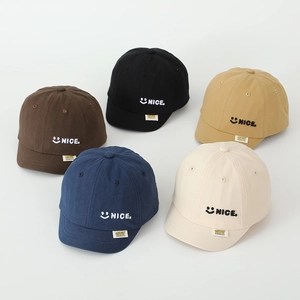 Toddler baseball caps with NICE embroidery and smile face in five assorted colors