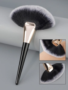 Macro detail of large fan brush soft synthetic bristles for facial highlighting and cleaning