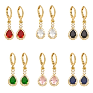 Elegant Teardrop Dangle Earrings For Women 18K Gold Plated Copper Pear Cut Cubic Zirconia Leverback Fashion Jewelry