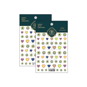 3D embossed nail art stickers featuring colorful flowers, smiles and hearts for manicure