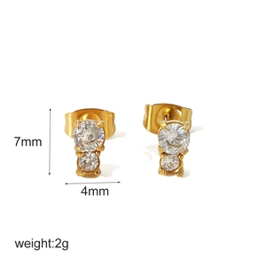 Minimalistische 18k vergoldete Titanstahl-Ohrstecker mit Zirkonia, Größe 7mm x 4mm