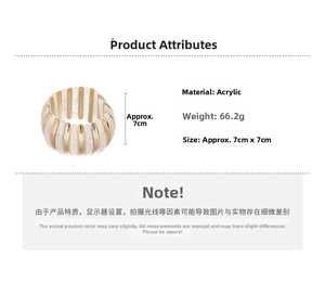 Detail specifications of acrylic elastic bracelet with gold and white striped design