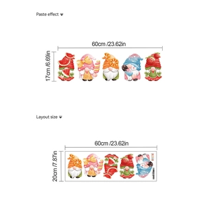 Detailed layout of waterproof PVC Christmas gnome stickers featuring colorful fruit themes