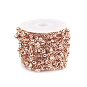 Bulk rose gold beaded cable chain spool for DIY jewelry making and necklace design
