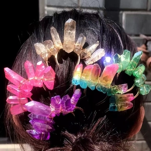Natural Crystal Raw Stone Handmade Wire Wrapped Hair Comb Hairpin Bohemian Bridal Wedding Jewelry For Women