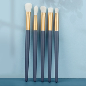 Eye Makeup Brushes Professional Synthetic Fiber Wood Handle Aluminum Tube Soft Blending Eyeshadow Tool Blue Gold Portable