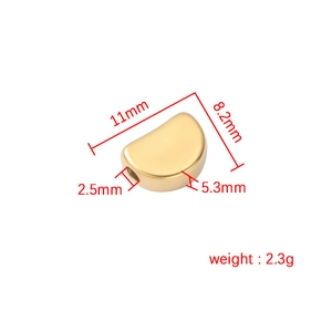 Gold stainless steel bean pendant 11x8.2mm for jewelry making with 2.5mm hole
