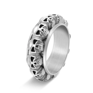 Bague Tête De Mort Rotative Acier Inoxydable Punk Gothique Hip Hop Spinner Pour Hommes Bijou Cool