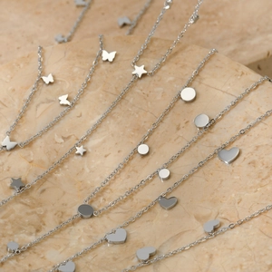 Elegant stainless steel Y-shaped long necklaces with butterfly and heart charms