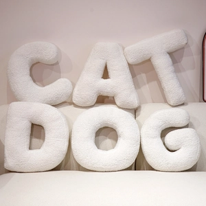 Alphabet Letter Shape Pillow Teddy Fleece Sherpa Plush Cushion Decorative Soft Throw Toy Sofa Room Nursery Home Decor Modern