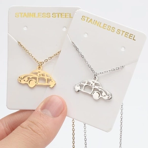 Minimalist stainless steel car pendant necklaces in gold and silver finish for women