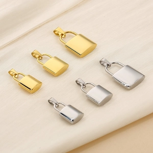 Polished stainless steel padlock pendants in gold and silver colors and various sizes