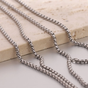 Fashion vintage 44MM silver stainless steel dog tag cross pendant with box chains