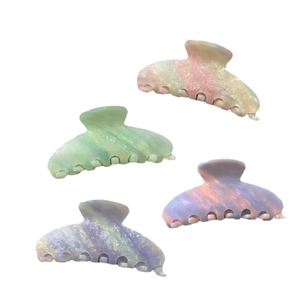 Lot de 4 pinces à cheveux en acétate coloré avec motifs marbrés rose et violet