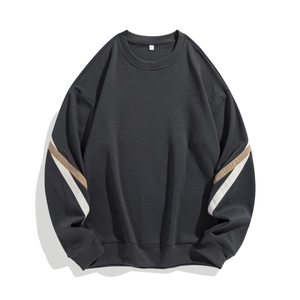 Sweat-shirt gris anthracite à col rond avec manches color-block et coupe ample