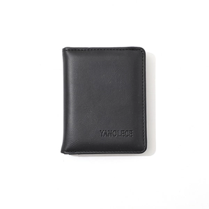 Detailed close-up of premium black PU leather texture and Yanolece embossed brand logo
