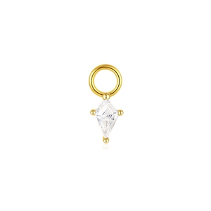 Macro shot of gold kite-cut cubic zirconia pendant with round ring for S925 earrings