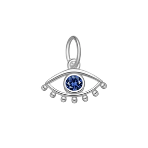S925 Sterling Silver Evil Eye charm with blue cubic zirconia stone for jewelry making