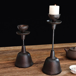 Candelabro de Hierro Fundido Retro Lámpara de Aceite de Hierro Vintage Estilo Zen Base de Campana Estable Soporte para Velas Decoración Hogar para Boda Cumpleaños Fiesta Regalo