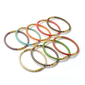 Stainless Steel Enamel Bangle Geometric Striped Hinged Clasp Gold Plated Minimalist Bracelet For Men Women